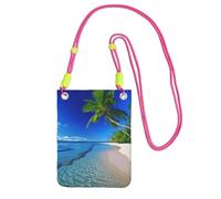 Blue Sea Borsa a tracolla per telefono con albero di cocco per donne e uomini impermeabile mini borsa per cellulare portafoglio piccole borse a tracolla con cinturino regolabile da viaggio sacchetto