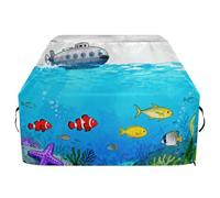 Blue Sea Fish - Copertura per barbecue a gas, impermeabile, resistente, antistrappo, resistente allo sbiadimento, con coulisse regolabile per polvere e vento
