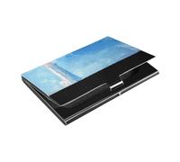 Blue Sea Lighthouse Light Shine Slim titolare della carta per biglietti da visita Con Pelle & Acciaio Inox porta carte di credito per donne o uomini