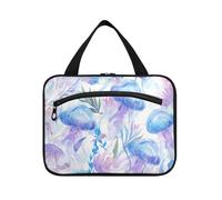Blue Sea Meduse Hanging Bag per le donne con gancio, borsa da toilette pieghevole di design per accessori da viaggio crociere bolsa para guardar maquillaje, Medusa Blu Mare, M, casual