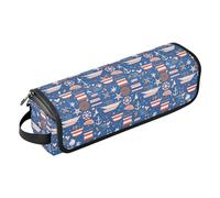 Blue Sea Ocean Stripe 2-in-1 Curling Iron Custodia da viaggio con cuscinetto resistente al calore Custodia da viaggio portatile per utensili caldi e accessori per la cura dei capelli, organizzatore