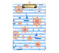 Blue Sea Ocean Stripe A4 Appunti Portfolio Padfolio Donne Appunti Impermeabile per Infermieri Appaltatore Domestico Dimensioni 9 x 12