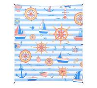 Blue Sea Ocean Stripe Beach Tent & Canopy UPF50+ leggero riparo solare con tasche per sabbia per campeggio, picnic, cortile e pesca