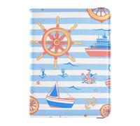 Blue Sea Ocean Stripe Porta passaporto decorativo e carta di vaccino Combo Travel Documenti Organizer Protector Viaggio Passaporto Portafoglio con Vaccinazione Card Slot Leggero, Blu mare Ocean a