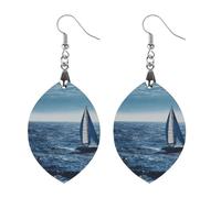 Blue Sea - Orecchini in legno da donna, stile vintage, eleganti gioielli in legno, leggeri per matrimoni, feste, regalo di tutti i giorni, Love, Legno, Legno