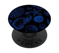 Blue Sea Shells Estetica Costiera Su Scuro PopSockets PopGrip Adesivo