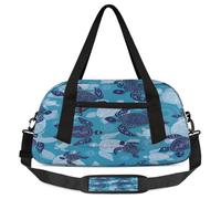 Blue Sea Turtle - Borsone da viaggio per bambini con tartaruga marina leggera, borsa da palestra per bambini, piccola borsa da viaggio o da ballo, Tartaruga marina blu, 18.5L x 7.8W x 9.4H