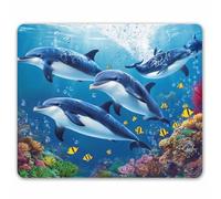 Blue Sea World Coral Dolphin Tappetino per Mouse Soffice Tappetini Mouse Base in Gomma Mousemat per Lavoro Gioco Laptop 25X30Cm