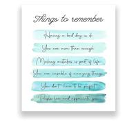 Blue Self Care Reminder Wall Art Positive Quotes Self Affirmation for Mental Health Home Office and Bathroom Mirror Decor(Framed,16x24inch(40x60cm))