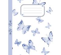 Blue Serenity Butterfly Composition Notebook | Modern Journal for Women, Teens & Students: 120 wide rule pages, 7.5 x 9.25 inches, self-care, diary, gift idea