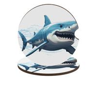 Blue Shark - Confezione da 2 sottobicchieri universali antiscivolo con base in sughero e tacca per le dita, accessori per auto per donne e uomini