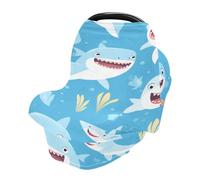 Blue Shark - Copertura per allattamento al seno, per bambini, elasticizzata, morbida, traspirante, multiuso, regalo per ragazzi e ragazze