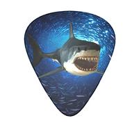 Blue-Shark Plettri per Basso Elettrico Acustico e Ukelele (La Confezione da 12 Include Sottile Medio Pesante con Scatola di Plettri in Plastica)