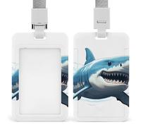 Blue Shark - Porta badge con cordino, cordino staccabile, protezione verticale per carte d'identità, multiuso, per ufficio, insegnanti, infermieri