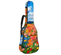 Blue Sky Art Colorful Field 63 41 42 "Custodia per chitarra acustica con tracolla regolabile Borsa per chitarra con gancio posteriore, adatta per chitarre elettriche, bassi, chitarre classiche e