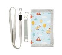 Blue Sky Balloon Plane portafogli sottili trifold per gli uomini per le donne minimalista portafoglio a tre ante per gli uomini con cordino, Aereo a palloncino Blue Sky, 1 size