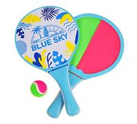 Blue Sky BLUESKY 040714A Racket-Multicoloured-33 Scratch Double-Sided Beach Racquet-Multicoloured-040714A-33 cm x 19 cm-Outdoor Game for 3 Years and Above, Multicolored