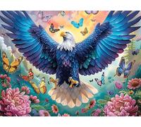 Blue Sky Flying Bald Eagle Rompicapo 300 Pezzi Per Nonni E Nipoti Dreamy Scenic Fauna Cartone Rigido Esercizio Mentale Per Serate in Famiglia Da Passatempo Con Poster Incluso 300 PCS