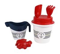 BLUE SKY - Secchio con accessori Marine Nationale - Gioco da spiaggia - 045557 - Bianco e Blu - 6 pezzi - Plastica - Giocattolo per bambini - Gioco all'aperto - Sabbia - 17 cm - A partire dai 10 mesi