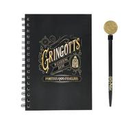 Blue Sky Studios Harry Potter A5 Notebook & Pen Set - Design con licenza ufficiale Gringotts, taccuino nero e oro con penna a moneta, opera d'arte Gringotts Bank sulla copertina anteriore