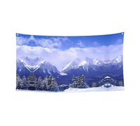 Blue Sky White Snow Mountain View Stampa Outdoor Hanging Banner Decor Per Auto Barca Giardino Party, Happy Holiday Xmas Halloween Banner