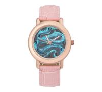 Blue Snake Splash - Orologio da polso da donna, con cinturino in pelle, stile casual, con tre lancette