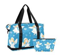 Blue Snow Angel, borsone invernale da notte con borsa da toilette per viaggi di lavoro, pieghevole, Blue Snow Angel inverno, 1 size