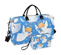 Blue Snow Angel, grande borsa da viaggio per aeroporto, sport, palestra, borsa tote con borsa da toilette per yoga multifunzionale