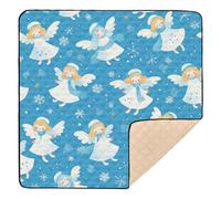 Blue Snow Angel - Tappetino da gioco invernale per bambini, antiscivolo, per interni ed esterni, impermeabile, pieghevole, per neonati, 127 x 127 cm con Musica para Bebes