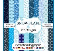 Blue Snowflake Scrapbook Paper: Collection of double sided frozen winter season snowflake craft paper for scrapbooking, decoupage, collage art, card ... projects to create artistic embellishments