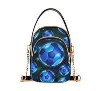 Blue Soccer Balls Dark Starry Women Single Shoulder Bag Phone Wallet Chain Strap Bag Floral Print Crossbody Clutch Zipper Tote, 15 cm × 21,1 cm × 7,9 cm