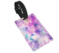 Blue Space Mermaid Galaxy Colorful Unicorn Abstract 2 pezzi etichette per bagagli, anello per etichetta identificativa per copertura privacy e scheda indirizzo per valigia da viaggio