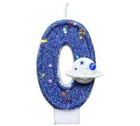 Blue Space Planet Number Candle | Birthday Cake Topper | Paraffin Candle with Sturdy Base | Space Theme Party Supplies | Kids Birthday Celebration Decoration | Number Candles for Cake