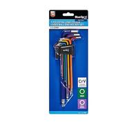 Blue Spot Tools 015301 9 PCE - Set di chiavi esagonali con estremità sferica extra lunga codificata a colori (1,5-10 mm)