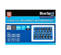 Blue Spot Tools - Set di Chiavi a Impulso a Bussola Esagonale 1/4in, 12 Pezzi