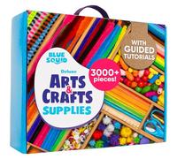 Blue Squid Artigianato - 3000 pezzi Deluxe Craft Supplies Box con 2 cassetti, 18 scomparti, manico robusto, kit artistico scolastico per bambini, ragazze, ragazzi età 4 5 6 7 8 9 10 11 12