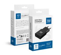 Blue Star Caricabatterie Slim 30w Rapido Dual Usb-c Nero Per Motorola P30 Play