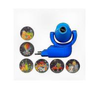 (Blue) Star Moon Animal Projector LED Night Light for Kids with 6 Patterns, Auto Sensor, EU Plug for Baby Bedroom Nursery Decor