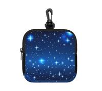 Blue Star Pattern Piccolo Impermeabile Zipper Pouch-Neoprene Storage Bag per Auricolari, Portachiavi Clip Caso