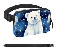 Blue Starry Sky Polar Bear-1717 - Marsupio a tracolla per uomo e donna, borsa da cintura per viaggi, casual, passeggiate, corsa, escursionismo, ciclismo, multicolore, 4 x 23 x 15 cm, Multicolore,