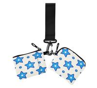Blue Stars Dot Blue Light Donne Portamonete Portamonete Custodie per Carte Piccoli Organizzatori di Denaro Portatile con Tasca Con Cerniera per Le Ragazze 2 Confezioni Tarjeteros para, stelle blu