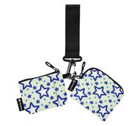 Blue Stars Dot Yellow Dual Wristlet Portafogli per le donne Minimalista Zipper Portafoglio portamonete con cinturino da polso per uomo 2 pezzi, stelle blu puntino giallo, 1 size, Art Deco