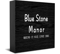 Blue Stone Manor Making It Nice Since 1902 Cartello decorativo divertente per ufficio scatola di legno cartello decorazione casa ufficio rustico casa fattoria quadrata cartello decorativo per mensola