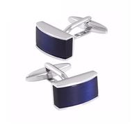 Blue Stone Rectangle Cufflinks for Men, Romantic Imitation Crystal French Cuff Links with High-Quality Shirt Buttons