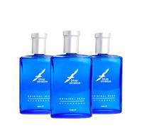 Blue Stratos Confezione multipla dopobarba, blu originale per uomo, essenziale per il bagno, dopobarba da uomo, profumo classico di legno di cedro, vaniglia e muschio (confezione da 3)