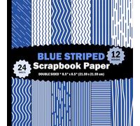 Blue Striped Scrapbook Paper: Stripes White and Blue Patterns Sheets for Journals, Origami, Cards, Invitations, Mixed Media - 12 Designs - 2 Sheets/Design - 8.5"x8.5"