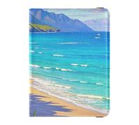Blue Summer Beach in Hawaii Custodia decorativa in pelle porta passaporto cover custodia vaccino porta carte di credito Combo badge ID vaccino titolare carta portafoglio impermeabile, Spiaggia estiva