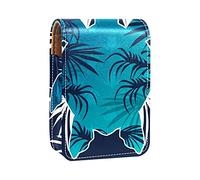 Blue Summer Tropical Tortoise Lip Gloss Holder Rossetto Caso Portatile Makeup Bag Viaggio Rossetto Organizer Case con Specchio Mini Rossetto Scatola di Immagazzinaggio per le Donne, Multicolore,