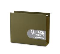 Blue Summit Supplies Extra Capacity Hanging File Folders, 25 Reinforced Hang Folders, Heavy Duty 4 Inch Expansion, Designed for Bulky Files and Charts, Letter Size, Standard Green, 25 Pack