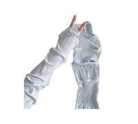 (Blue) Sun Blocking Arm Sleeves Fingerless Ice Silk Cooling Arm Sleeves for Women Outdoor Activity Summer Essential Gear White